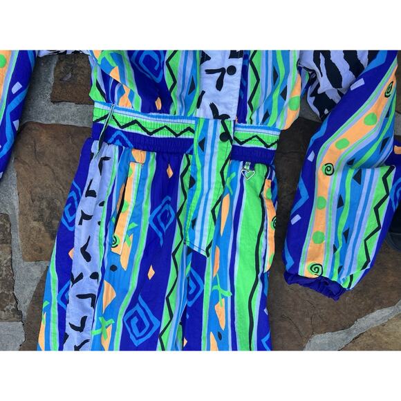 Vintage Obermeyer Reversible Janet Ski Snow Suit Retro Neon Women’s Size 8 - Picture 6 of 14